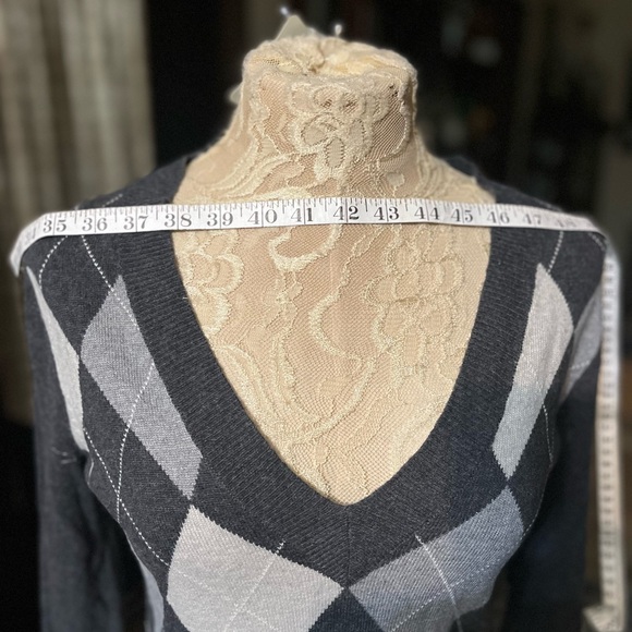 J crew argyle cashmere blend sweater/ grey/  white/ charcoal size small-like new - Picture 6 of 12